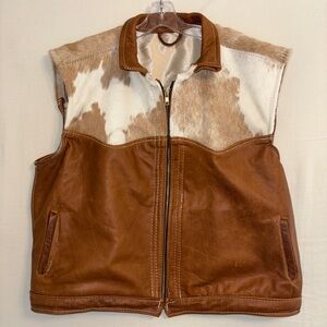 Brown and White Leather Vest